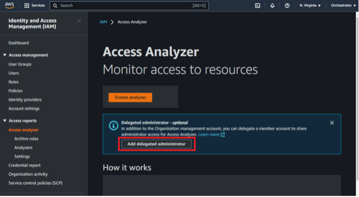 Figure 16: Using Account A to Make Account C a Delegated Administrator