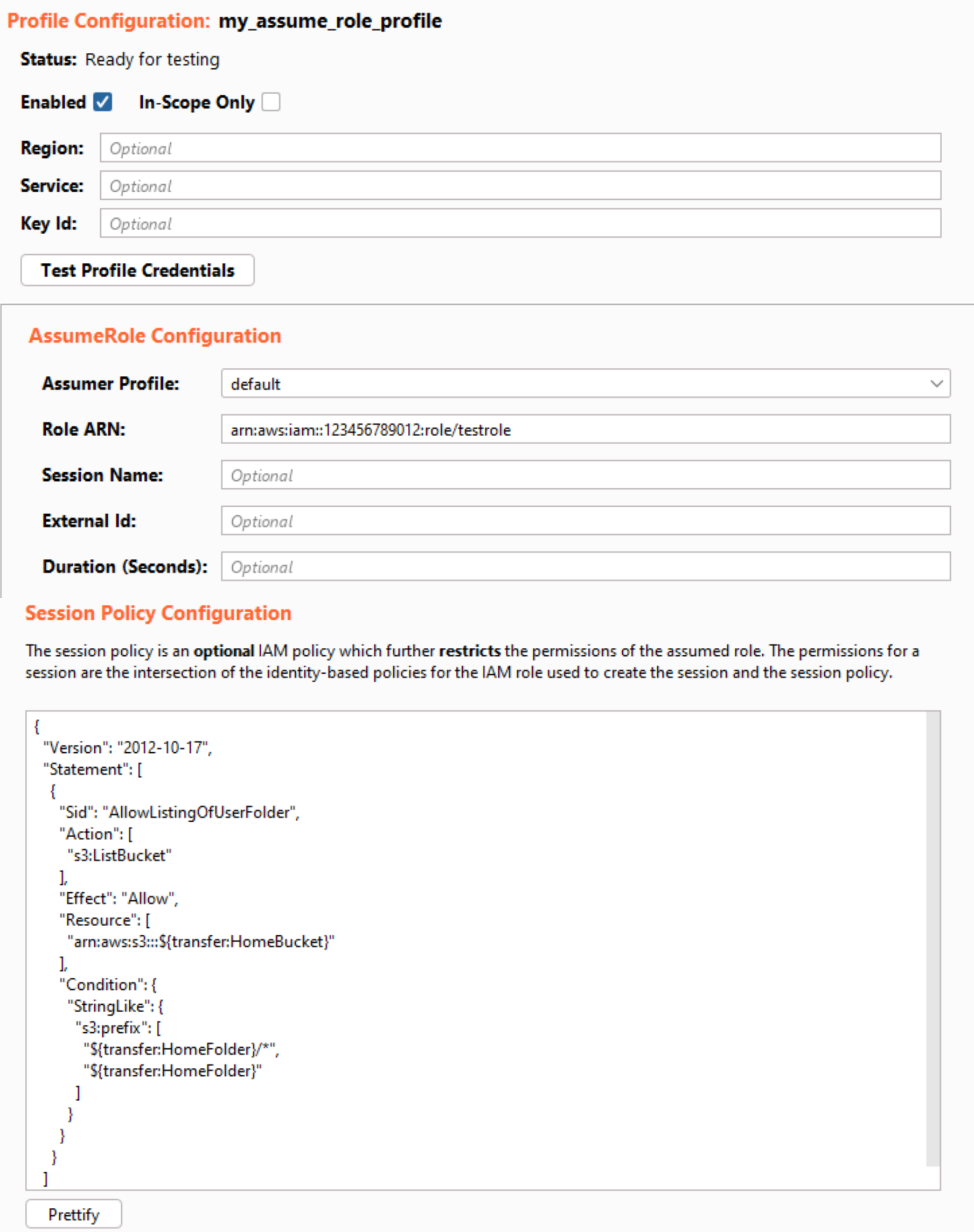 New AssumeRole profile in the AWS Signer.