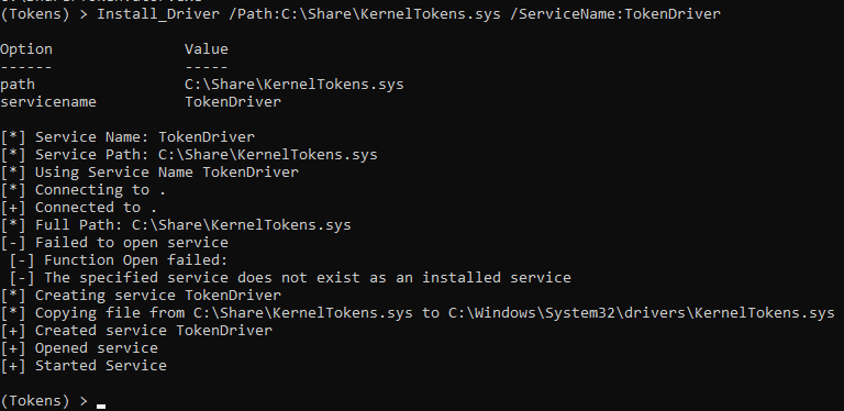 First, we need to install the driver. The default name is TokenDriver.