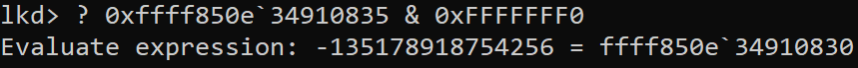 We can see that it is at a similar address, now at this point I need to that the ired.team blog for getting me unstuck. They realized a bitwise and would correct the address.