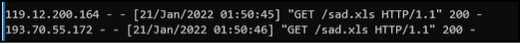Web server logs showing that TTP retrieved the second file
