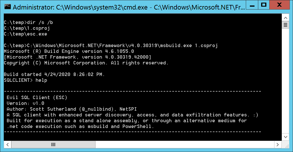Esc Msbuild