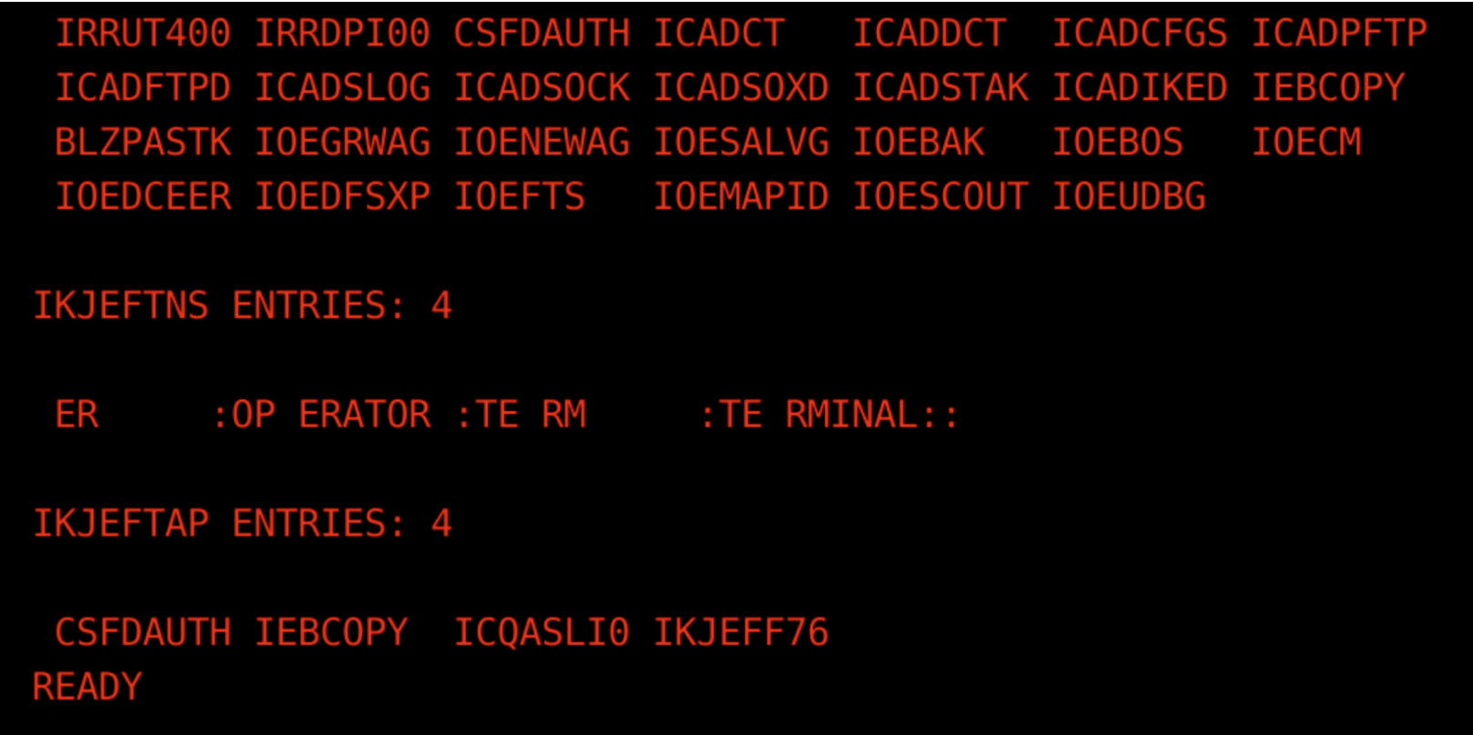 Screenshot showing the output from the updated REXX script Screenshot showing the output from the updated REXX script